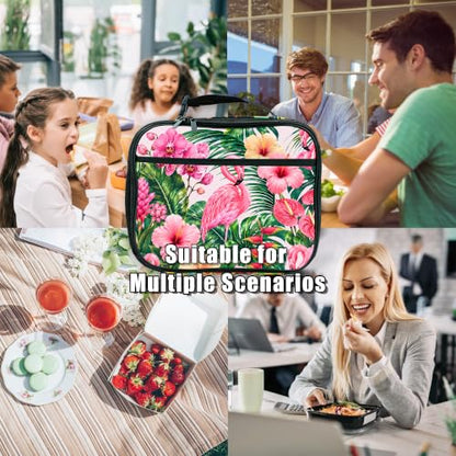 Flamingo Lunch Box Insulated Reusable Lunch Bag Tote Cooler for Women Men Boy Girl School Work Office Picnic - color: Flamingo