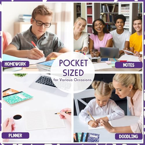 Fainne 100 Pack Mini Composition Notebook Bulk 4.5" x 3.3" Pocket Composition Books Small Narrow Ruled Compositions Note Pad Marble Journal Books for Students School College Office 60 Pages (10 Color) - color: 10 Colors