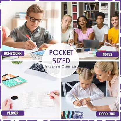 Fainne 100 Pack Mini Composition Notebook Bulk 4.5" x 3.3" Pocket Composition Books Small Narrow Ruled Compositions Note Pad Marble Journal Books for Students School College Office 60 Pages (10 Color) - color: 10 Colors