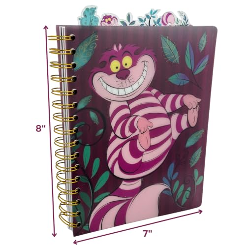 Disney Alice in Wonderland Cheshire Cat Tab Journal Spiral Notebook Notepad | Cheshire Cat Vinyl Cover, 144 Lined Pages, 8 x 7 Disney Notebook, School Supplies & Office Stationery, Journaling, Planning - style: Alice in Wonderland