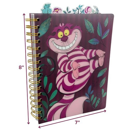 Disney Alice in Wonderland Cheshire Cat Tab Journal Spiral Notebook Notepad | Cheshire Cat Vinyl Cover, 144 Lined Pages, 8 x 7 Disney Notebook, School Supplies & Office Stationery, Journaling, Planning - style: Alice in Wonderland