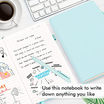 feela 24 Pack Journal Notebook Bulk for Work, Business Notebook Hardcover Lined Writing Journal with Pen Holder for Students Women Note Taking, with 24 Black Pens, 120 GSM, 5.1”x8.3”, A5, Sky Blue - color: 24 sky blue