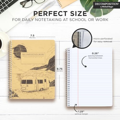 Decomposition Big Sur College Ruled Spiral Notebook - 9.75 x 7.5 Journal with 160 Lined Pages - 100% Recycled Paper - Notebooks for School Supplies, Home & Office - Made in USA - color: Big Sur, style: Spiral-bound