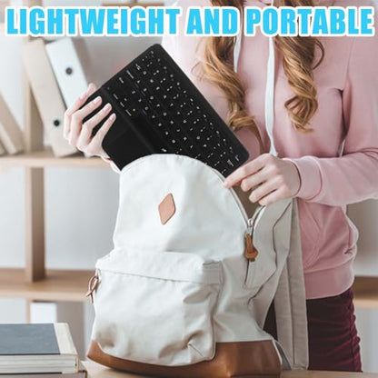Wireless Bluetooth Keyboard, Ultra Slim Rechargeable Small Portable with Touchpad 10 Inch Wireless Keyboard, for Tablet Laptop Smartphone iOS Android Windows, Adult College Student Kids Gift(Black)