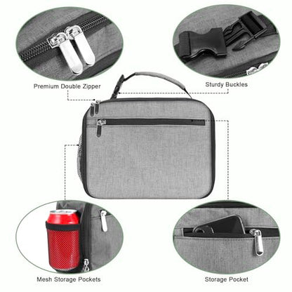 Kids Lunch Box for Boys Girls Lunch Bag Insulated Durable Lunchbox Children Lunch Tote Bag for School Grey - color: Gray