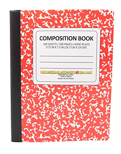 100 Sheet Composition Notebooks - School Supply Boxes - 5 Wide Ruled Writing Notebooks - 1 Black, 1 Red, 1 Green, 1 Blue, and 1 Yellow (Wide Ruled) - style: Wide Ruled