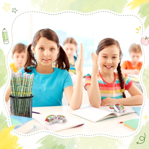 48 Pcs/24 Sets 1st Graders Pencils and Erasers Bulk Set Motivational Pencils Back to School Supplies for Kids Student Inspirational Teacher Classroom Reward Party Favors Gifts - style: 1st Grader