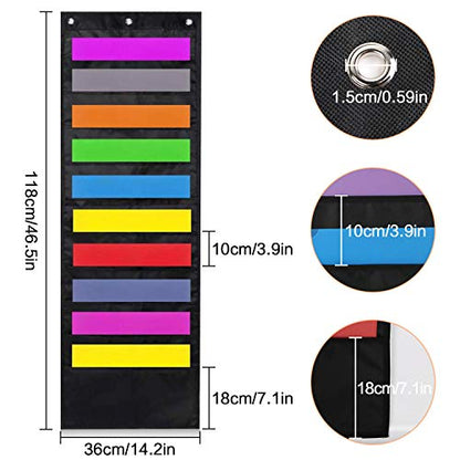 ABC life Hanging Wall File Organizer, 2 Packs, 10 Pocket Office, Home, Classroom, 6 Removable Poly Hanging File Folders, Wall Folder Organizer, Back to School Supplies | 10 Pocket, for Office, Home, Classroom, 6 Removable Poly Hanging File Folders, Wall F