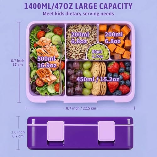 rockpapa Kids Lunch Box Set with 14oz Insulated Water Bottle & Lunch Bag, Leakproof 5.5 Cups Bento Box for School & Children, BPA-Free, Microwave Safe for Boys Girls (Purple Mermaid) - color: Purple Mermaid