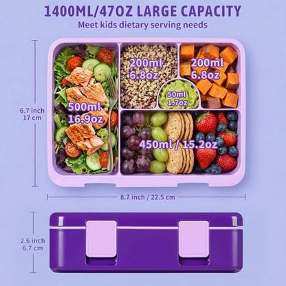 rockpapa Kids Lunch Box Set with 14oz Insulated Water Bottle & Lunch Bag, Leakproof 5.5 Cups Bento Box for School & Children, BPA-Free, Microwave Safe for Boys Girls (Purple Mermaid) - color: Purple Mermaid