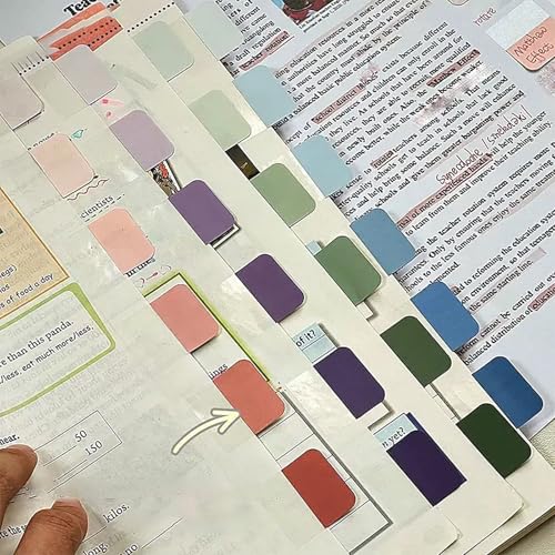 Potanro Book Tabs 480 PCS Annotation Tabs Transparent Sticky Notes, | Sticky Tabs for Notebooks 1 Inch Repositionable Index Tabs for Annotating Books , File Classification,Notebooks (Medium) - size: Medium