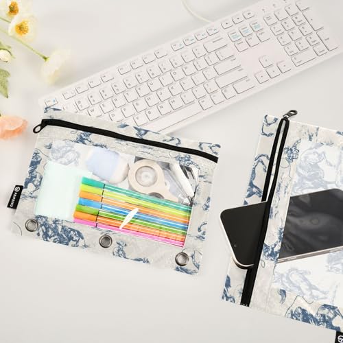 Pencil Pouch for 3 Ring Binder Cowboys on Horseback Zipper Binder Pouches Bags Pen Holder Case with Clear Window 2 Pack for School Office Supplies - color: Cowboys