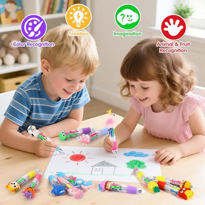 24 Pack 4-in-1 Multicolor Pens for Classroom Prizes, Bulk Fun Pens for Kids | 0.5mm Fine Point Ballpoint Pens, Teacher Must-Haves, Party Favors & Treasure Box Rewards, Bulk Student Gifts, Back to School