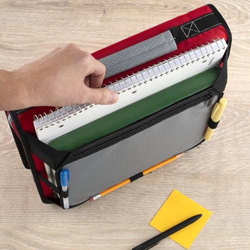 Five Star Zipper Binder 2 Inch O-Rings Case Organiser with Expansion Panel and 5-Tab Expanding File Folder, 580 Sheet Capacity, Crimson Fade (290520K) - color: Crimson Fade, size: 1 Pack