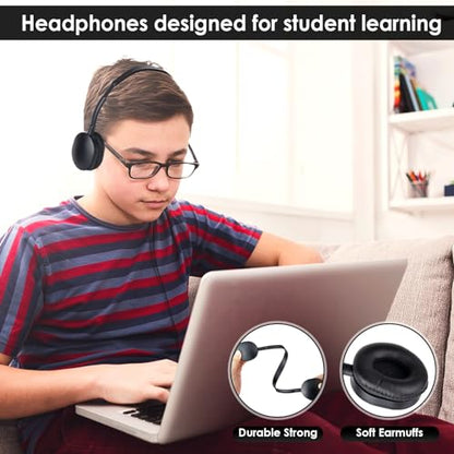 Headphones Bulk 100 Pack for School Classroom Student Children | Boys Girls Teens and Adult,Computer Earphones Class Set of Headphones for Students Online Lesson Testing 3.5mm Jack (Black) - size: 100 Pack Black