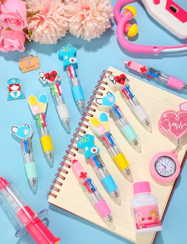 15Pcs 4 in 1 Mini Nurse Multicolor Ballpoint Pens Bulk for Kids | Retractable Ballpoint Pen 0.7mm for for Nurses Medical Assistant Students School Nurses Week Appreciation Gift - style: MiniNursingBallpointPens15Pcs