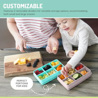 melii Snackle Box | 6-Compartment Divided Snack Container, BPA-Free Food Storage with Removable Dividers for School, Travel & On-the-Go Snacking (Pink) - color: Pink