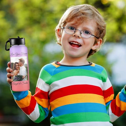 D-Story Personalized Insulated Water Bottle with Straw 18Oz Text Name Custom Picture Stainless Steel Sports Water Bottles for Kids Women Men Customized Double Wall Vacuum Cup Birthday Gifts - color: Design 24