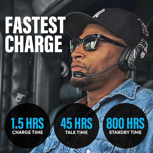 Blue Tiger Storm Plus Road Edition-Premium Trucker Bluetooth 5.2 Headset-Wireless Noise Canceling Mono Headset with Mic-High-Fidelity Sound,45-Hour Talk Time, USB-C Charging-for Truck Drivers