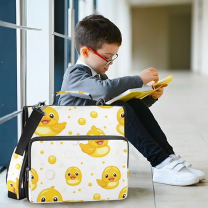 Yellow Duck Face 3 Ring Zipper Binder 500 Sheets Capacity Binder Organizer Bag with Shoulder Strap and Handle for School Office