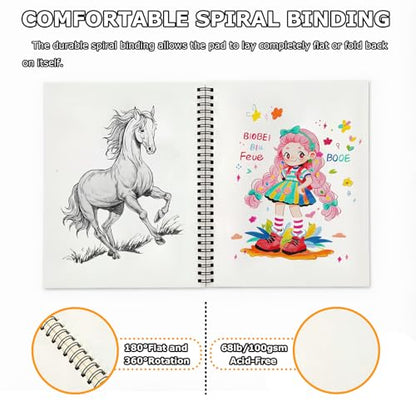 6" x 9" Sketch Book, Spiral Bound Sketch Pad, 50 Sheets 68lb/100gsm Acid-Free Drawing Paper, Art Sketchbook, Drawing Pad for Kids Artists Beginners Professional, Art Supplies for Adults, 6 Pack - size: 6 Pack