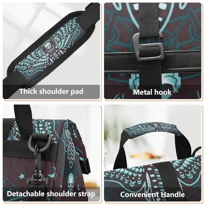 MNSRUU Insulated Lunch Bags Women Men, Butterfly Skull Mysticism Portable Reusable Thermal Meal Tote Cooler Bag Organizer, Adjustable Shoulder Strap, Handle - color: Skulls 183