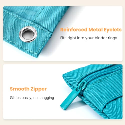 3 Ring Binder Pencil Pouch, Durable Pencil Case for School Supplies, Classroom Must Haves, 3-Hole Design Fits Binders, Zipper Closure, Ideal for Students/Back to School Teal - color: Teal