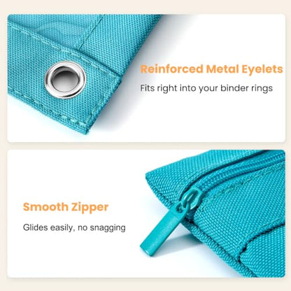 3 Ring Binder Pencil Pouch, Durable Pencil Case for School Supplies, Classroom Must Haves, 3-Hole Design Fits Binders, Zipper Closure, Ideal for Students/Back to School Teal - color: Teal