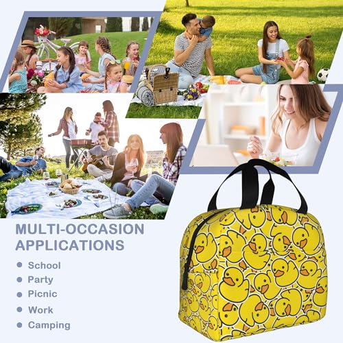 Yellow Duck Cute Lunch Box,Insulated Lunch Bag for Girls Boys,Reusable Lunch Box for Kids Adults School Student Work Picnic Travel - color: Yellow Duck Cute