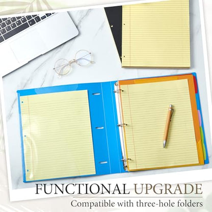 MotiMind 10 Pack 8.5" x 11" Top Spiral Notebook with 3 Hole Punched Yellow Legal Pads College Ruled Notepad 50 Sheets Hard Cardboard Paper Wirebound Notepad for Office School Business - color: Yellow