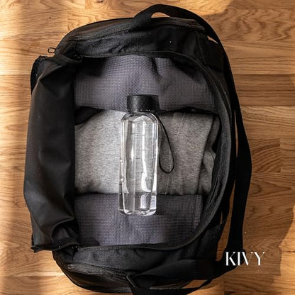 KIVY Slim Water Bottle 22oz [Lightweight & Shatterproof] Leak Proof Bottle for Women & Men - Clear plastic water bottle no straw - Dishwasher Safe Tritan Bottle BPA Free - color: Black Clear, size: 22oz