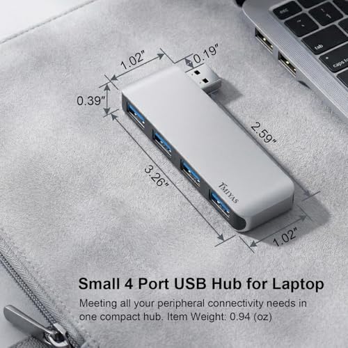 Left Side USB 3.0 Hub, 4-Port Cable-Free USB Splitter for Laptop, Direct-Plug Design, Compatible with MacBook, Laptops, Desktop, Surface, Flash Drive, HDD and USB More - color: Silvery(Left)