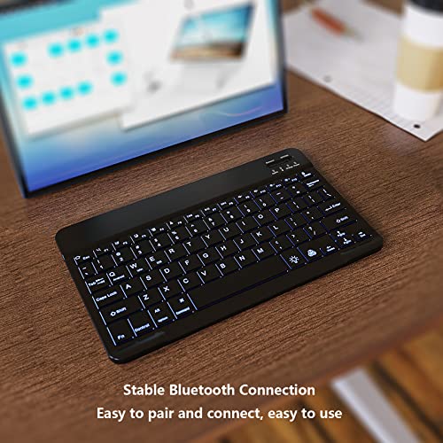 7 Color Backlit Bluetooth Keyboard for iPad 11th 10th Gen, iPad Pro M4 13 12.9 11 inch, iPad Air M3 M2 5th 4th Generation, iPad Mini iPhone Rechargeable Android Tablet Phone Wireless Keyboard (Black)