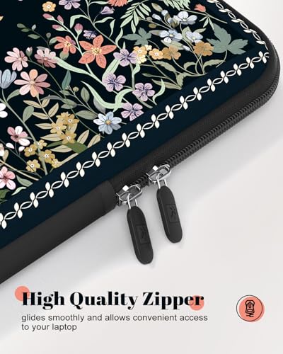 iCasso Laptop Sleeves 13 inch,Retro Laptop Carrying Case Black,13-13.6 inch Computer Sleeve Bag Compatible with MacBook Neo/Air/Pro 13-14 Sleeve, HP Dell ASUS Lenovo Chromebook Notebook,Flowers - color: Black, size: 13-14 Inch
