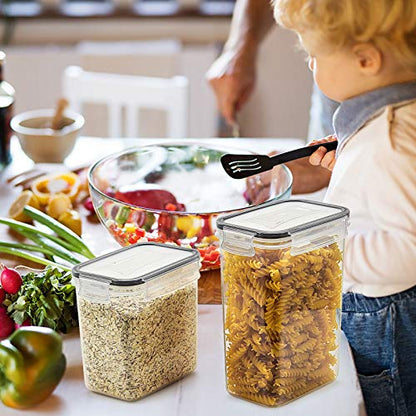 Wildone Airtight Food Storage Containers with Lids, 14PC Plastic Kitchen Storage Containers for Pantry Organization and Storage, Cereal, Flour and Sugar Containers, Include 20 Labels & Pen | For Spaghetti, Pasta, Dry Food, Flour, Sugar, Plastic Canisters