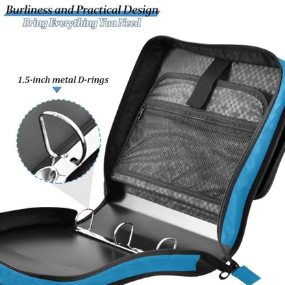 3 Rings Organizer Binder with Handle and Removable Shoulder Strap Waterproof Portfolio Binder for School Blue - color: Blue