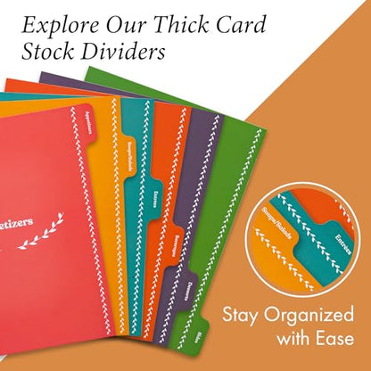 Jot & Mark 8.5" x 9.5" 3 Ring Recipe Binder with 50 Matching 4x6 inch Recipe Cards, 25 Top & Bottom Binder Sleeve Sheet Protector, 5 Full-Page Undivided Sleeves, 6 Sturdy Divider Tabs, Kitchen Toolkit | 50 Recipe Cards + 25 Sleeve Protectors + 5 Full-Page