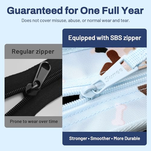 SUNEE Zipper Binder 3 Ring, 3 Inch O-Ring with Handle and Shoulder Strap, 600-Sheet Capacity, 5-Tab Expanding File Folder, Multi-Pockets for Middle School Organizer Binder with Zipper, Blue Dog - color: Blue Dog