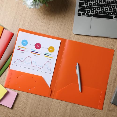 Mr. Pen- Plastic Folders with Pockets, 5 pcs | Aesthetic File Folder with Business Card Slot, 2-Pocket Folder, Back to School, Office, Filing Supplies - color: Vibrant Autumn, size: 5 Pack