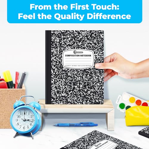 Rosmonde 50 Pack Composition Notebooks Bulk Wide Ruled, Black Marble | Bulk Office Notebooks, 200 Pages (100 Sheets), 9-3/4 x 7-1/2, Hard Cover, Bulk Notebooks for Office & School Supplies - size: 50 Pack, style: Black Marble