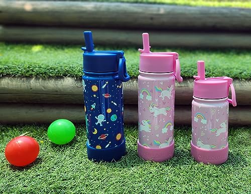CHILLOUT LIFE 17oz Kids Insulated Stainless Steel Water Bottle with Leak Proof Straw Lid & 144 Stickers - color: Blue Space, style: 17 oz