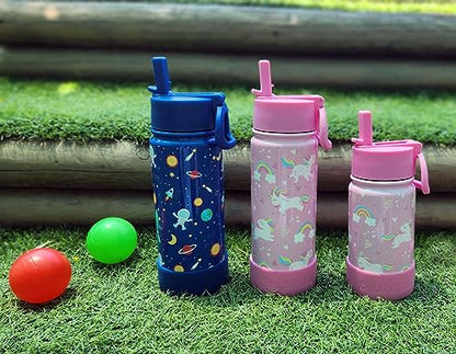 CHILLOUT LIFE 17oz Kids Insulated Stainless Steel Water Bottle with Leak Proof Straw Lid & 144 Stickers - color: Blue Space, style: 17 oz