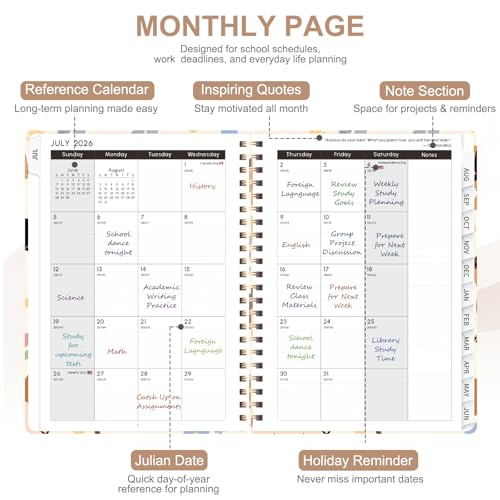 Planner 2026-2027, Weekly and Monthly Academic Year Calendar Planner, July 2026 - June 2027, Daily Agenda Book for Office School Supplies, A5(6.3'' x 8.5'') - color: 2607-Dachshund, size: 6.3"x8.5"(Jul 2026-Jun 2027)