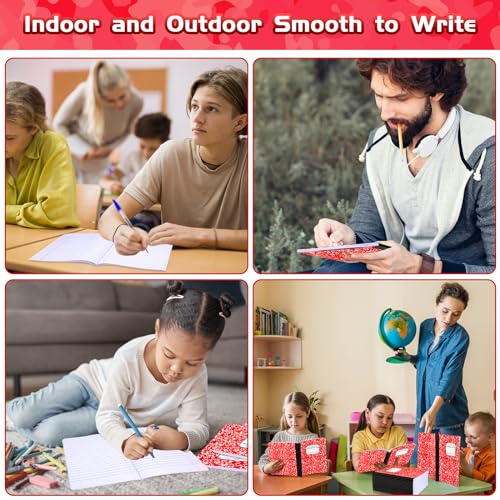 Seajan 20 Pack Composition Notebooks, Wide Ruled Paper, 7-1/2" x 9-3/4" Marble Hard Covers, 60 Sheets, Composition Notebooks Bulk for Students Back to School Adults Office Supplies(Red) - color: Red
