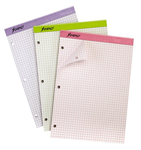 Ampad Double Sheet Graph Pad, 8-1/2 x 11-3/4 Inches, 4 x 4 Quad Rule, Color Will Vary, 100 Sheets (20-278)