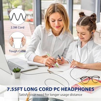 ASKUBSKU USB Headphones Earbuds with Microphone for PC 7.5FT, Blue Black | USB Earphones for Computer Office Meeting, Wired Headset with Mute Stereo Call Laptop Earphones for Dell/Surface - color: BlackBlue