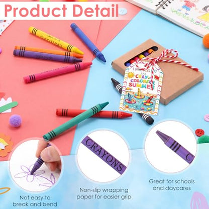 Resurhang 24 Sets/192 Pcs Crayons Bulk 8 Color Back to School Gifts Individual Packs Mini Wrapped Wax Washable Crayons for Student School Supplies Classroom Rewards Gifts - color: 8 Color