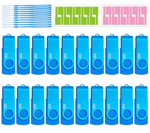 2GB 20-Pack Bulk Flash Drive Nicepicten Zip Drive USB 2.0 Thumb Drive | USB Jump Drives Multipack Memory Stick Pendrive for Backup - 2GB Blue - color: 20PCS(Blue), size: 2GB