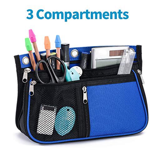 Sooez Pencil Pouch for Binder, Expandable Zipper Pencil Pouch, Fabric Pencil Pouches Binder Pockets, Large Capacity Binder Pouch, Pencil Case for 3 Ring, Black, 2 Pack - color: Black & Black