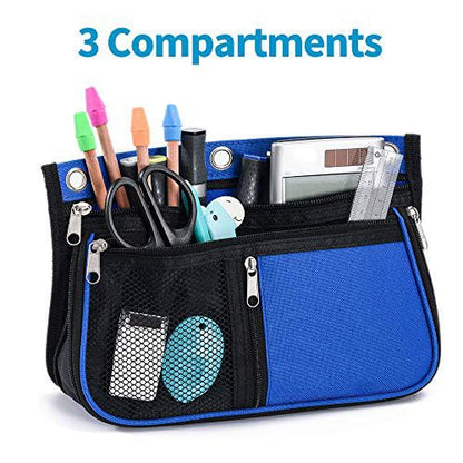 Sooez Pencil Pouch for Binder, Expandable Zipper Pencil Pouch, Fabric Pencil Pouches Binder Pockets, Large Capacity Binder Pouch, Pencil Case for 3 Ring, Black, 2 Pack - color: Black & Black